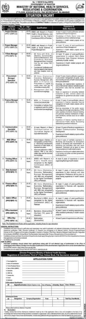 Ministry of National Health Services Jobs